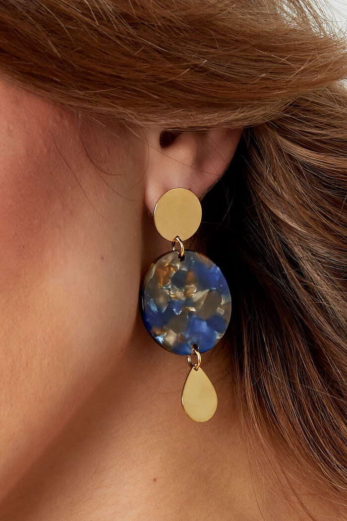 Boucles d'oreilles 3 fois rondes - doré/bleu Image3