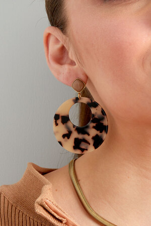 Boucles d'oreilles rondes avec imprimé - beige h5 Image3