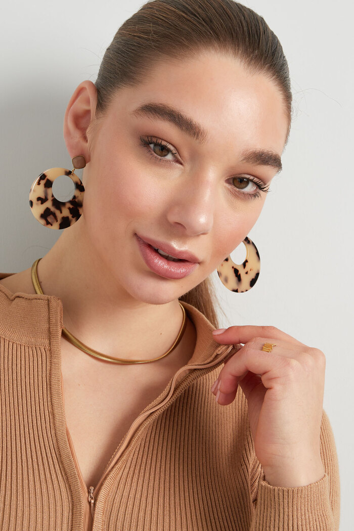 Round earrings with print - brown Picture4