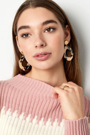 Boucles d'oreilles esthétiques avec imprimé - doré/beige h5 Image2