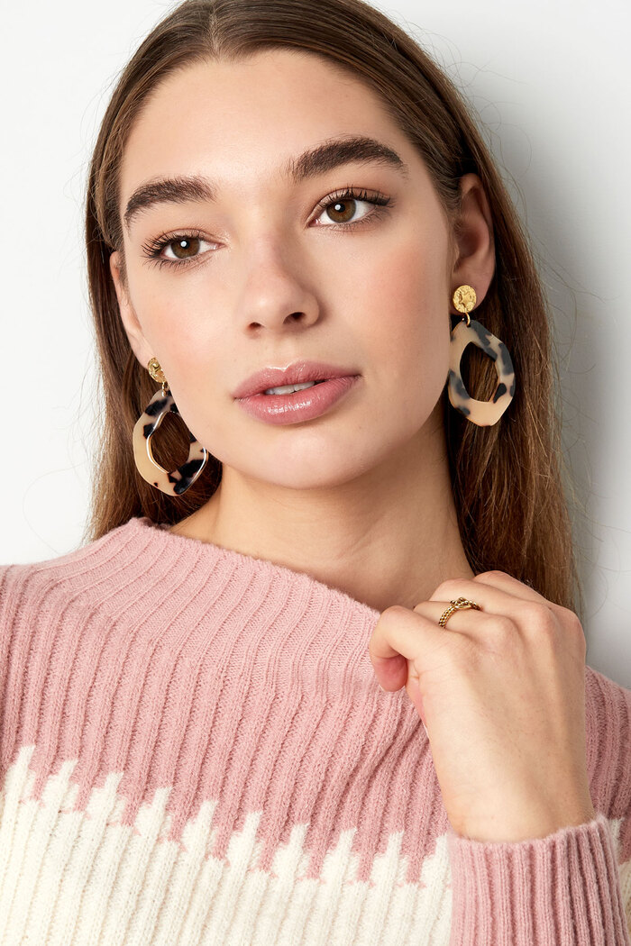 Boucles d'oreilles esthétiques avec imprimé - doré/beige Image2