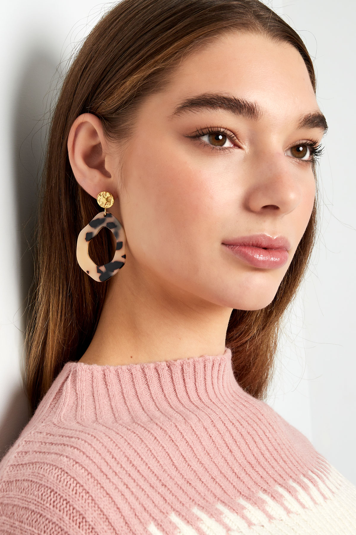 Aesthetic earrings with print - camel/gold h5 Picture7