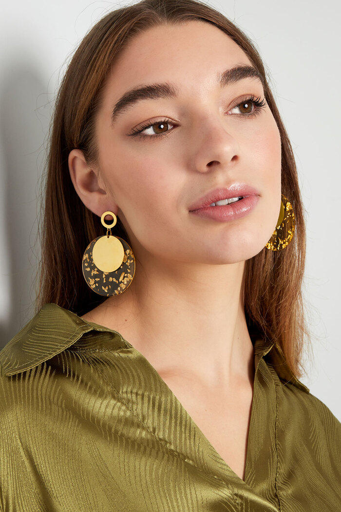 Round earrings with print - gold Picture4