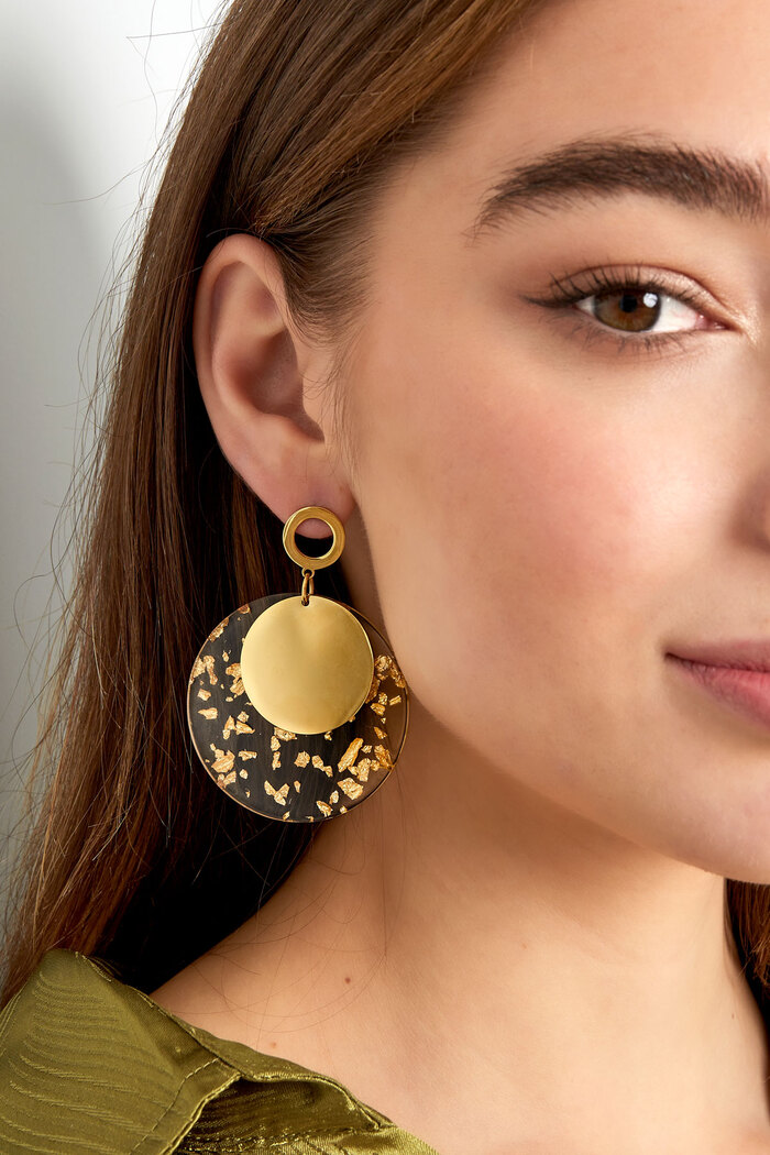 Round earrings with print - gold Picture3