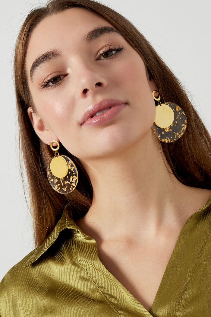 Round earrings with print - gold Picture2
