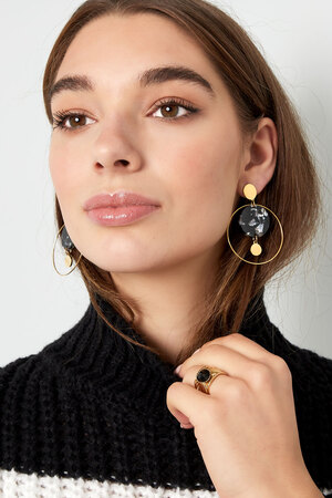 Circle earrings with print - gold/blue h5 Picture4
