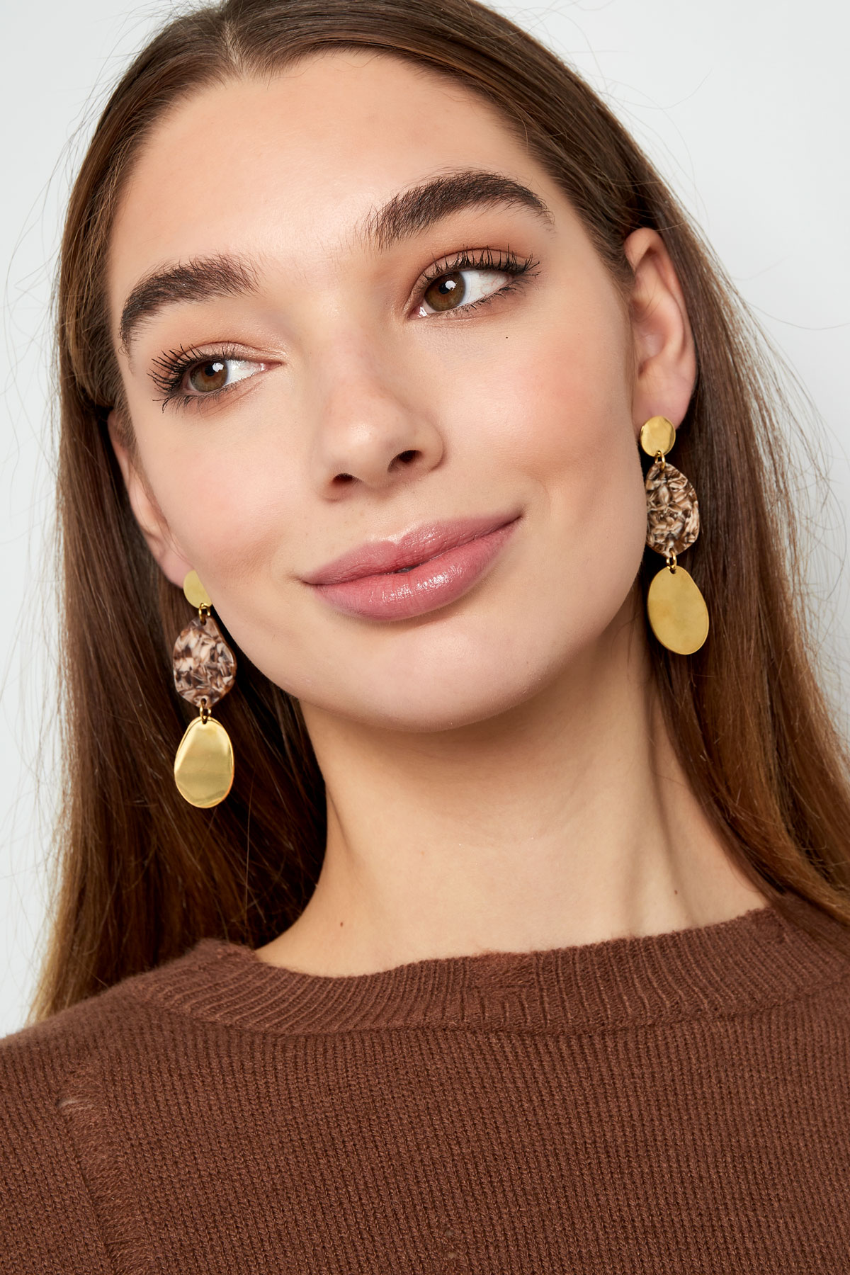 Earrings aesthetic coins - gold/green h5 Picture2
