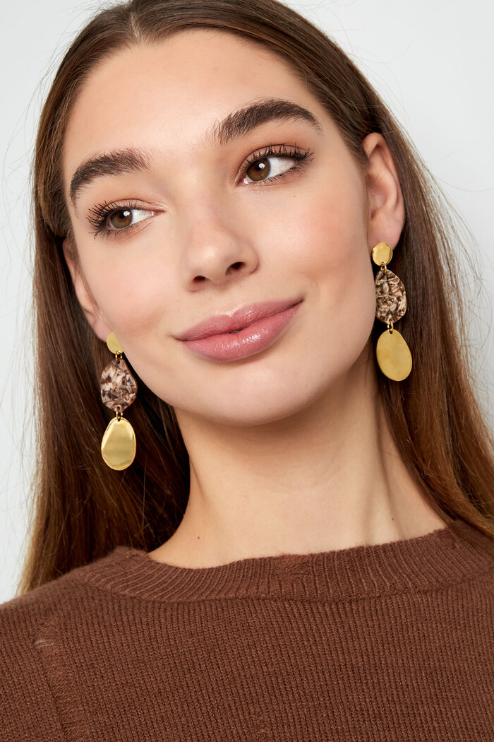 Boucles d'oreilles pièces esthétiques - doré/marron Image2