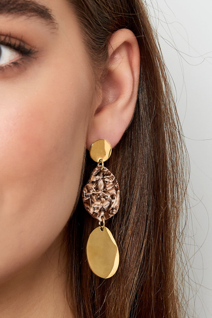Boucles d'oreilles pièces esthétiques - doré/marron Image3