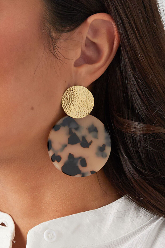 Boucles d'oreilles tendance avec imprimé - doré/beige Image3