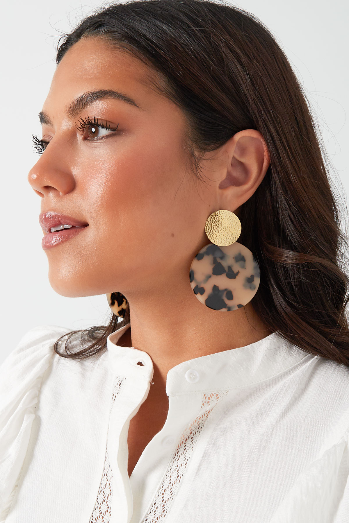Statement earrings with print - gold/camel h5 Picture4