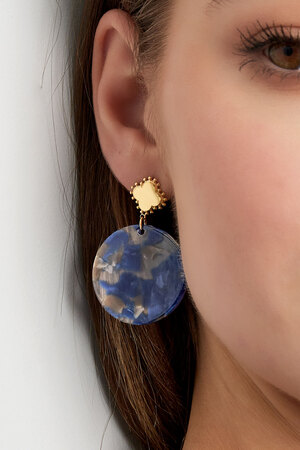 Boucles d'oreilles trèfle avec cercle - doré/bleu h5 Image3