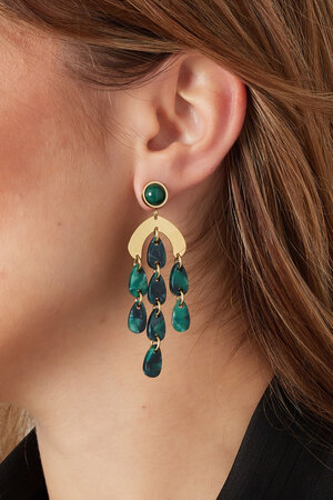 Boucles d'oreilles pièces colorées - or/vert h5 Image3