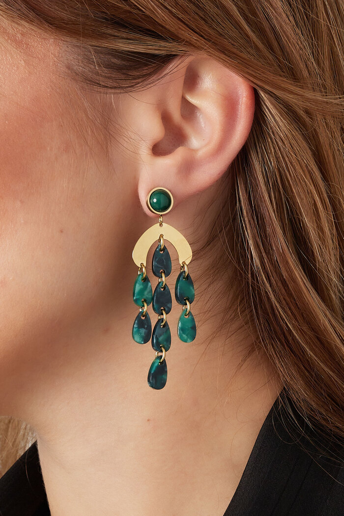 Boucles d'oreilles pièces colorées - or/vert Image3