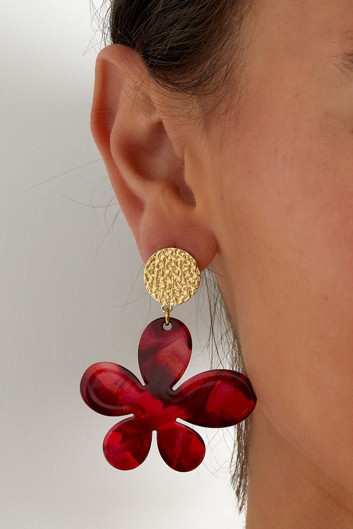 Boucles d'oreilles fleurs avec imprimé - doré/rose Image4
