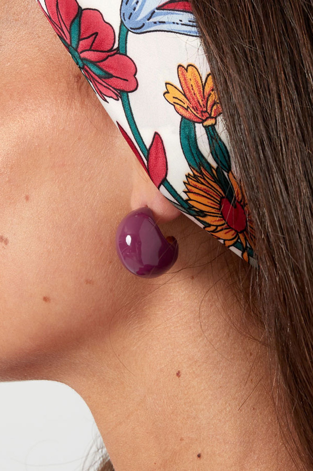 Colorful crescent moon earrings - fuchsia h5 Picture3