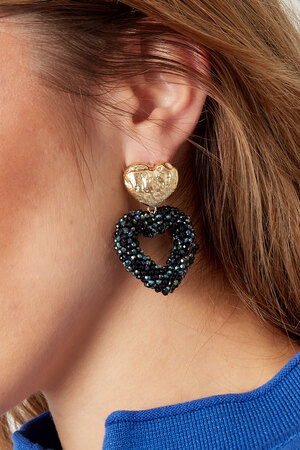 Ohrringe Herz aus Perlen - Gold/Hellgrün h5 Bild3