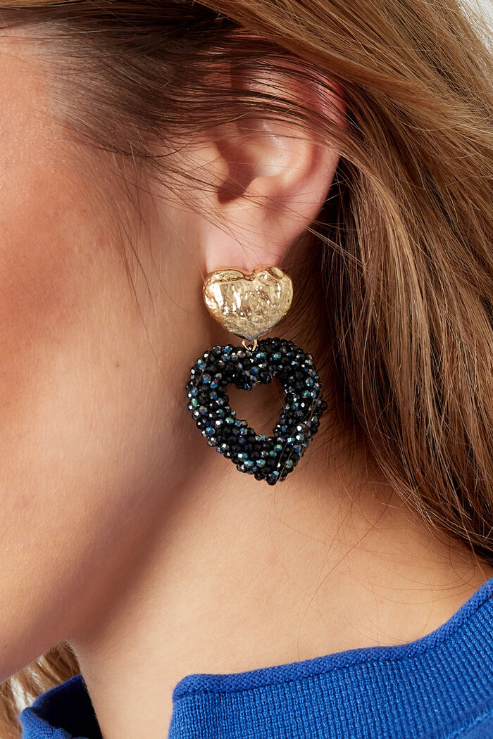 Ohrringe Herz aus Perlen - Gold/Hellgrün Bild3