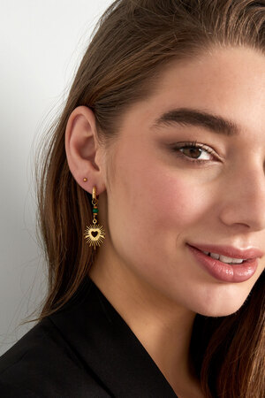 Boucles d'oreilles coeur avec pierre - doré/vert h5 Image2