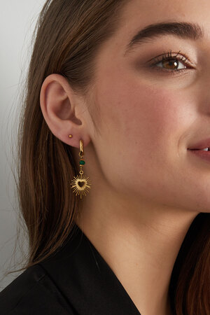 Boucles d'oreilles coeur avec pierre - doré/vert h5 Image4