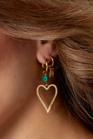 Ohrringe Herz mit Stein - Gold/Grün h5 Bild3