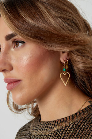 Earrings heart with stone - gold/green h5 Picture4