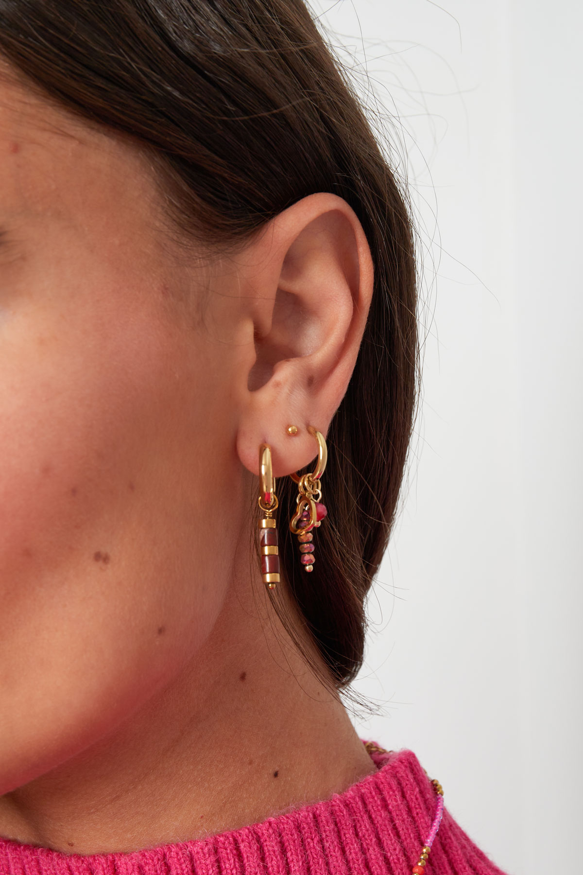 Earrings with beads and gold details - gold/black Picture2