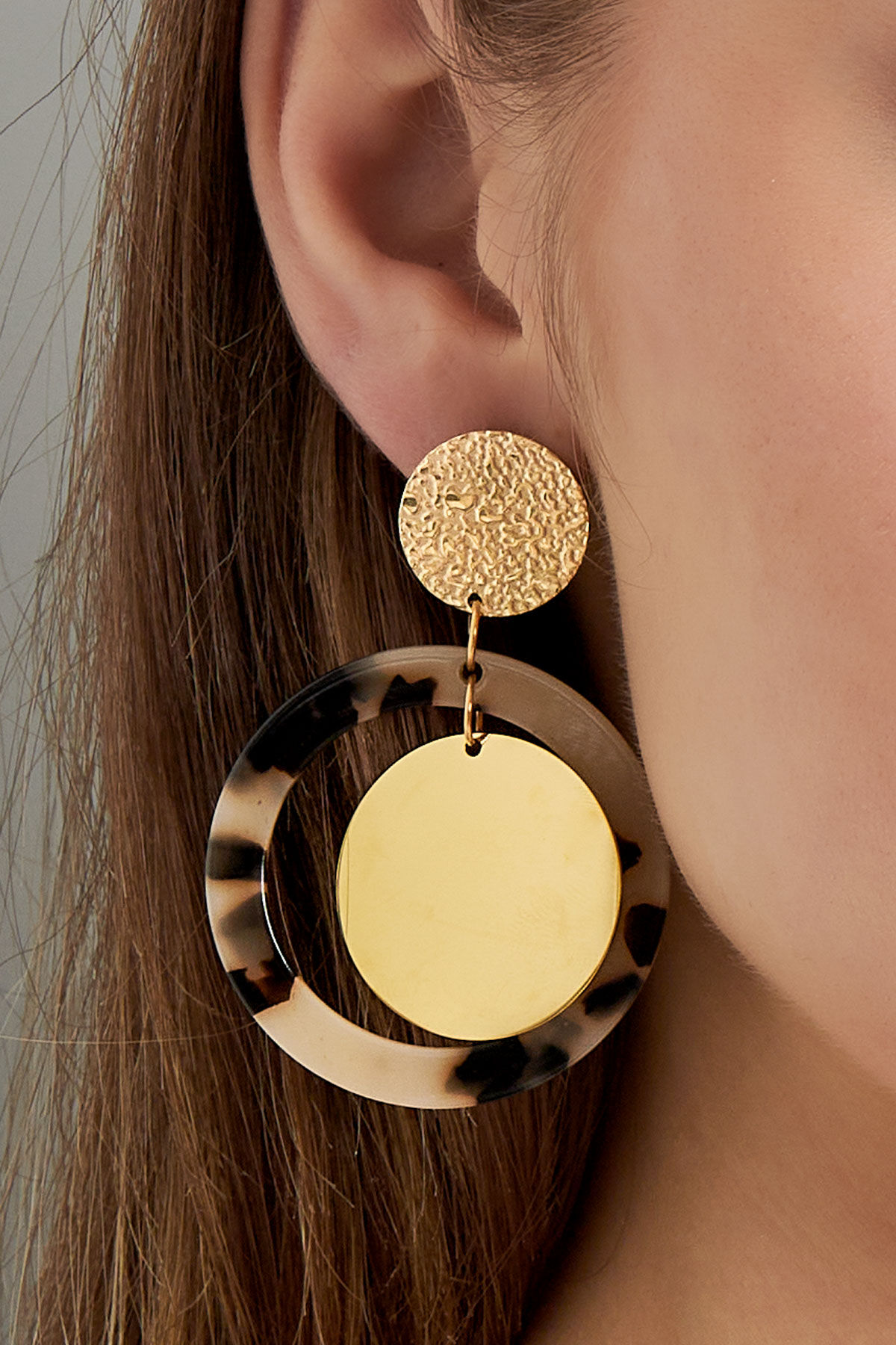 Earrings circles with print - Gold color/lilac h5 Picture3