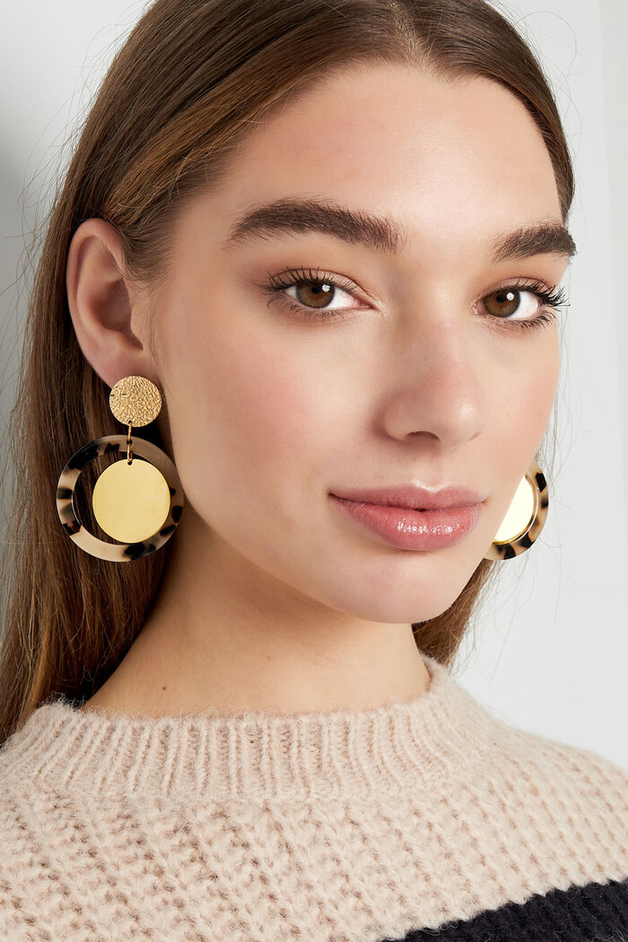 Earrings circles with print - gold/beige Picture4