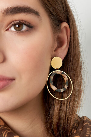 Boucles d'oreilles double rondes - doré/beige h5 Image3