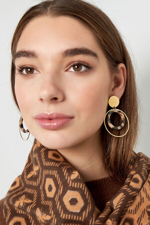 Earrings double round - gold/beige h5 Picture4