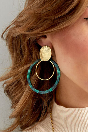 Earrings circles with print - gold/green h5 Picture3