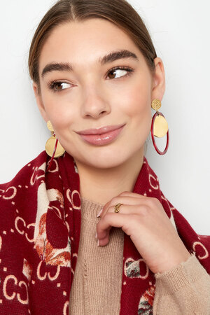 Earrings circles with print - gold/red h5 Picture4