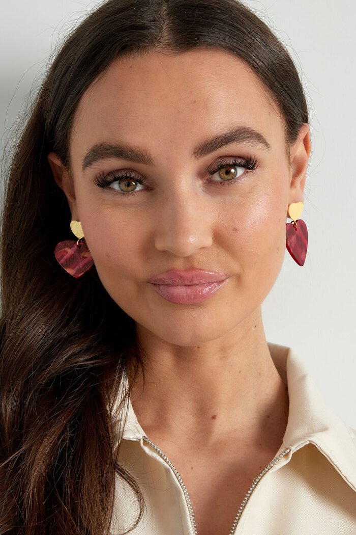 Double heart earrings - gold/purple Picture2