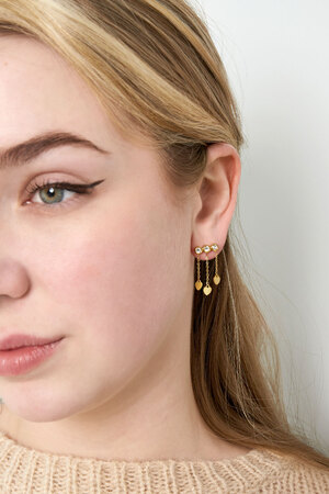 Earrings hearts & stones - gold/pink/orange h5 Picture2