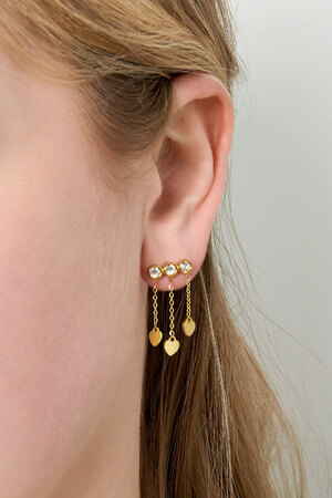 Boucles d'oreilles coeurs & pierres - doré/blanc h5 Image3