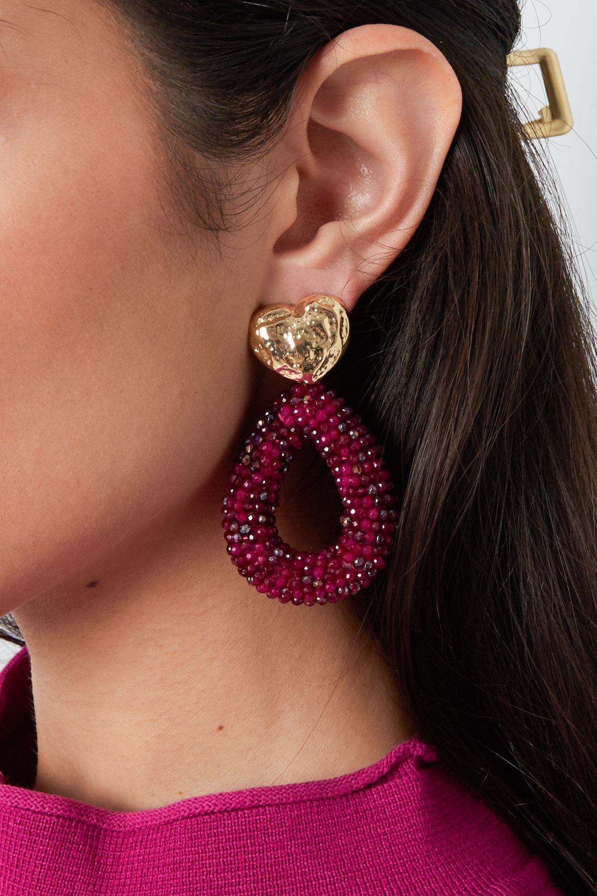 Earrings beads oval - purple Picture3
