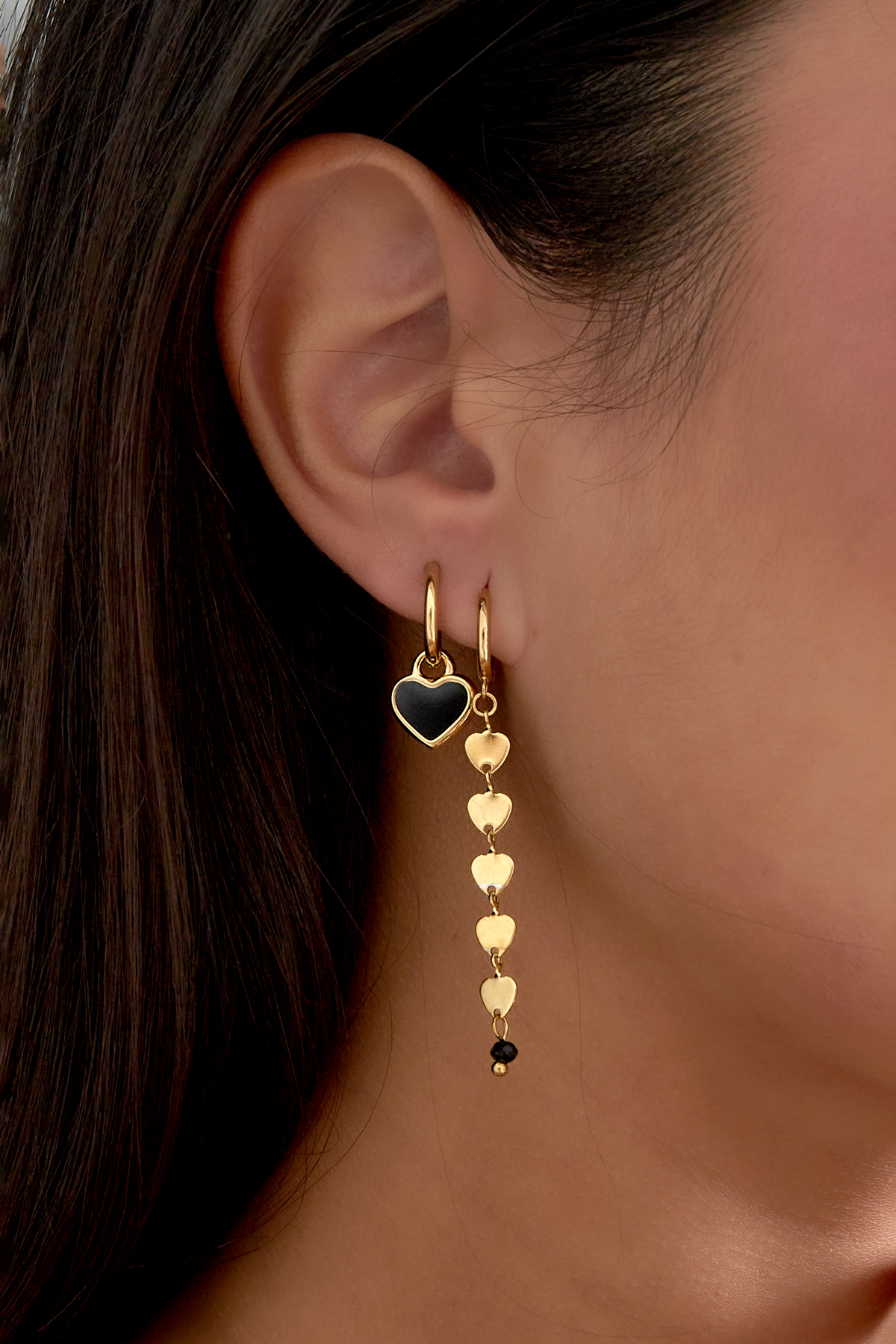 Earrings lover of life - black Gold color