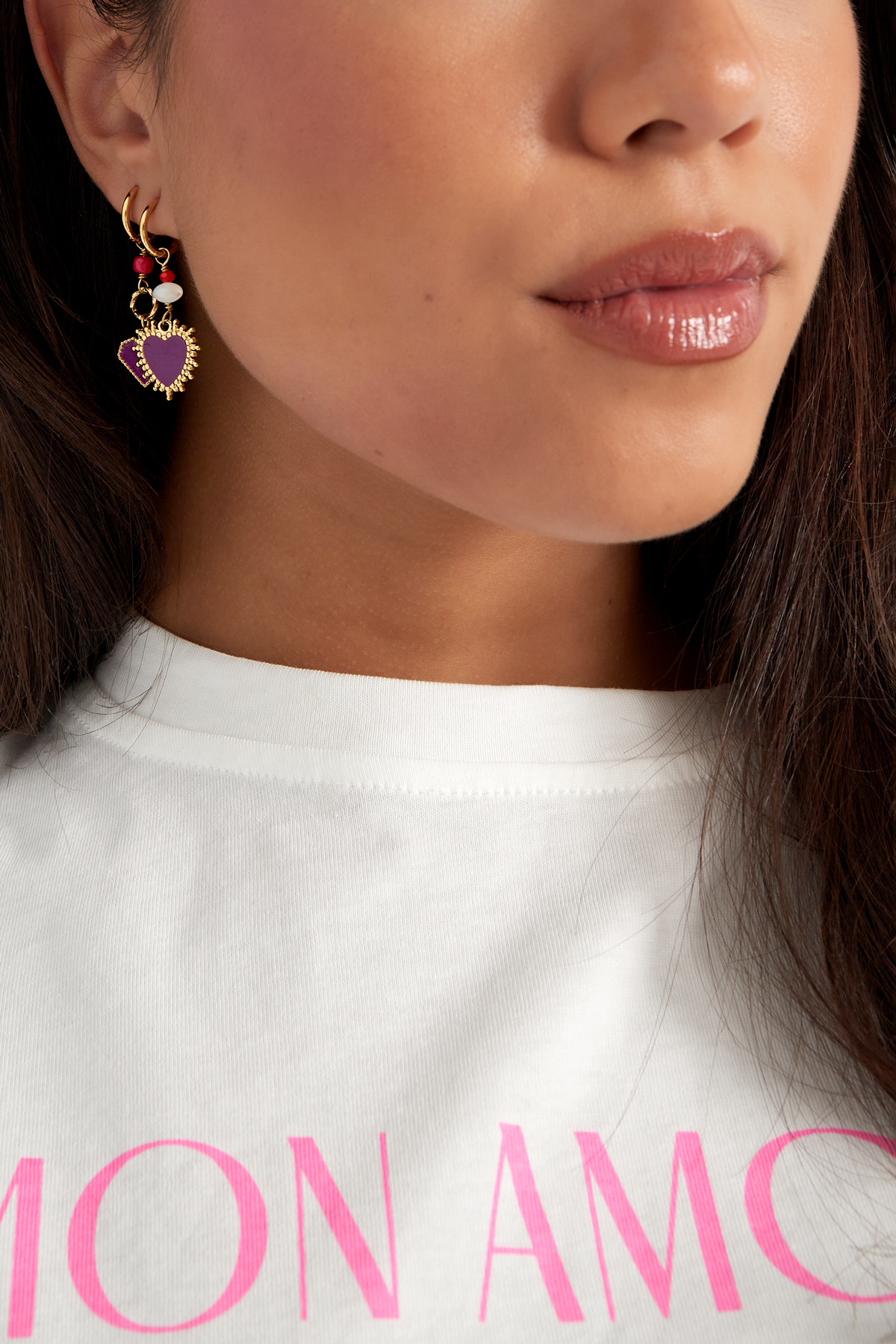 Earrings power love - purple 2