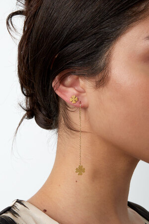 Long clover earrings - gold h5 Picture2