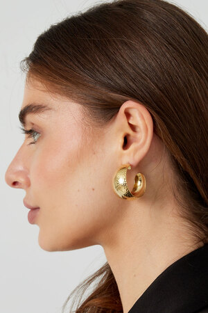 Boucles d'oreilles relief lune - doré h5 Image4