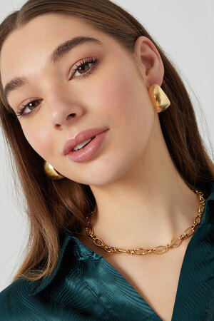 Earrings ribbed structure - gold h5 Picture2