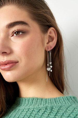 Boucles d'oreilles pendantes 3 x coeurs - argent h5 Image2
