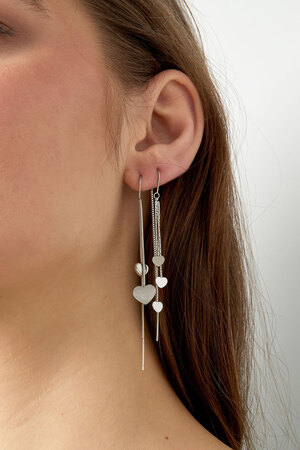 Boucles d'oreilles pendantes 3 x coeurs - argent h5 Image3