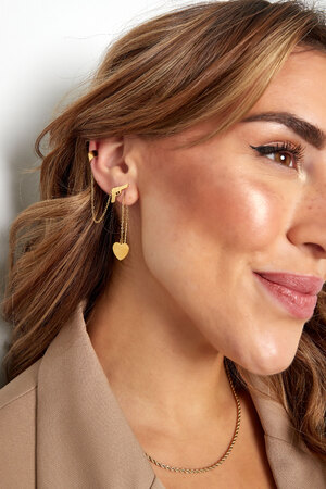 Boucles d'oreilles chaîne avec coeur - doré h5 Image2
