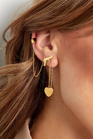 Earrings chain with heart - gold h5 Picture3