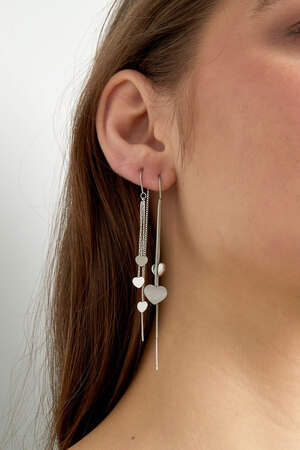 Hanging heart earrings - silver h5 Picture3