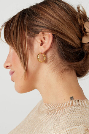 Earrings round with structure - gold h5 Picture4