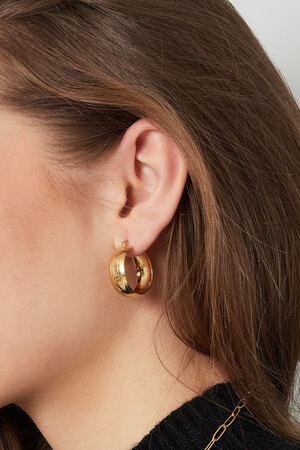 Round earrings with small structure - gold h5 Picture3