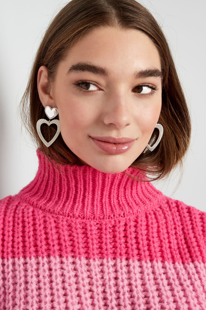Double heart earrings - silver Picture4